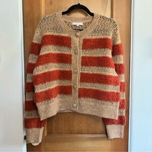 emilie k wool alpaca knit button up striped sweater